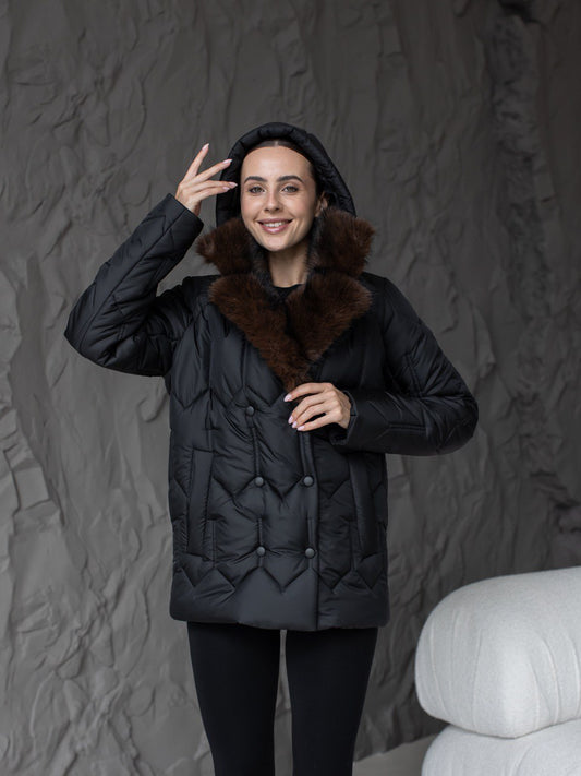 Жіноча зимова куртка 0485 Чорна