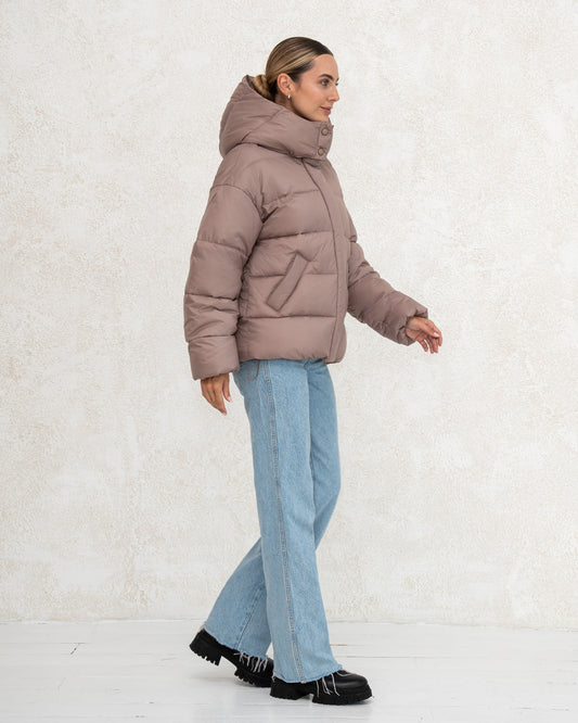 Жіноча зимова куртка з синтетичним пухом 0471 Бежева