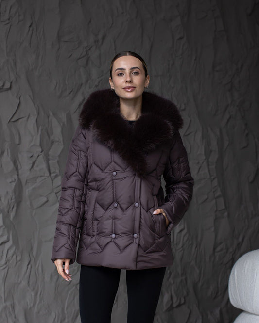 Жіноча зимова куртка 0485 Шоколадна